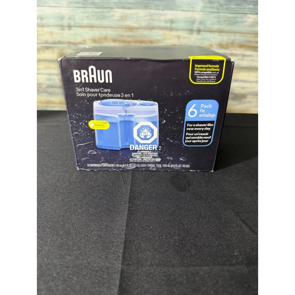 Braun 3in1 Shaver Care 6 Pack Blue New Lemon Fresh SmartCare Center Refills 5331